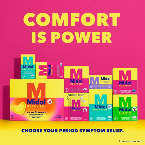 Midol Complete Menstrual Pain Relief Caplets, 40 Count - Provides Cramp, Headache, and Bloating Relief