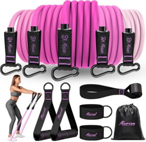 Resistance Bands, Exercise Bands with Handles, Fitness Bands, Workout Bands with Door Anchor and Ankle Straps, for Heavy Resistance Training, Physical Therapy, Shape Body, Yoga, Home Workout Set
