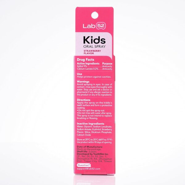 LAB52 Kids Oral Spray, Toddler Toothpaste Helper for Cavity Repair and Fresh Breath, Children Anticavity with Fluoride Free for Newborn to Preschoolers, Xylitol Strawberry Flavor