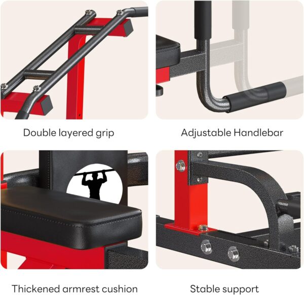 SogesPower Power Tower Pull Up Bar Station Multi-Function Pull Up Bar Stand for Home Gym, Adjustable Height Pull Up Dip Station Dip Bar Strength Training Fitness Equipment,Up to 500LBS