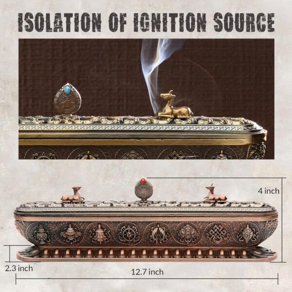 Incense Holder for Sticks Incense Burner with Ash Catcher Incense Stand for Yoga Meditation Home Office Decor - Red Bronze