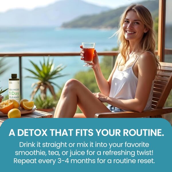 Atlantic Naturals - 1 Day Colon Cleanse Full Body Detox Drink - Sea Moss Supplement for Women & Men, Gut Health, Kidney & Liver Immune Energy Enhancer Gut Cleanse - Lemon Flavor Juice, 8 fl oz