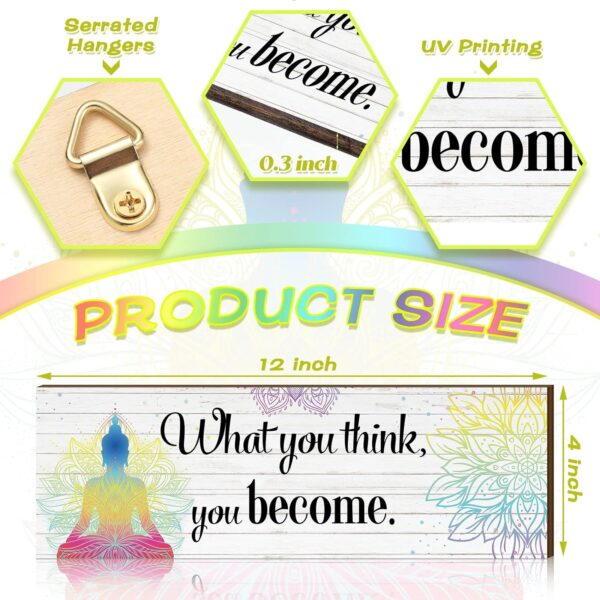 Yerliker 3 Buddha Decor Buddha Wall Art Meditation Room Chakra Decor for Bedroom Zen Quotes Wall Decoration Spiritual Gift Wall Hanging Buddhism Spa Room Decor Yoga Wall Art for Women(White)