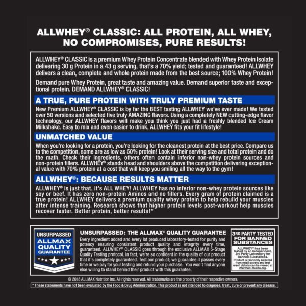 ALLMAX Nutrition AllWhey Classic 100 Whey Protein Chocolate 2 lbs 907 g