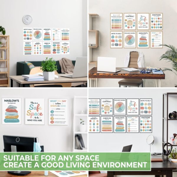 12 Pcs Mental Health Posters, Therapy Office Decor, Counseling Office Must Haves, School Counselor Supplies, Mental Health Gifts, Inspirational Posters Positive Quotes Wall Decor Classroom for Home