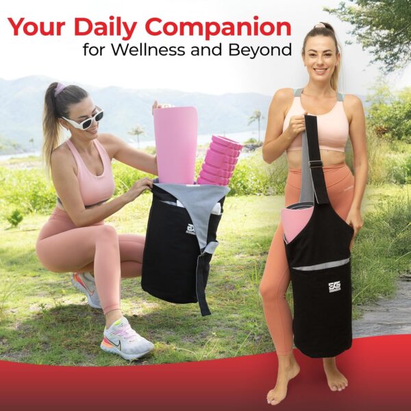 Yoga Mat Bag, Durable Canvas Yoga Mat Carrier Bag with Adjustable Strap & Inside Zipper Pocket, Large Capacity Yoga Bag for Gym, Pilates, Beach, Travel, and Everyday Use