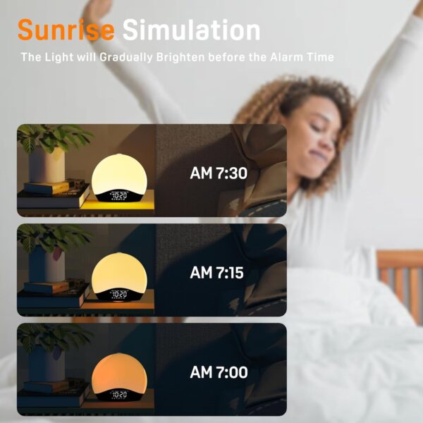 Sound Machine White Noise Machine with 25 Soothing Sounds, 17 Night Lights, 5W Stereo Bluetooth Speaker, Sleep Timer, Wake Up Light Sunrise Alarm Clock for Bedrooms, Ideal Gift for Baby, Kids, Seniors