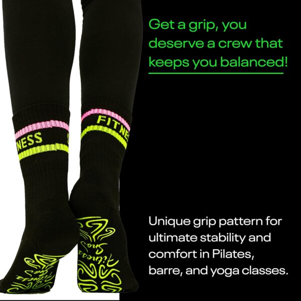 Got a Grip Premium Womens Neon Striped Grip Socks for Pilates, Barre, & Yoga, Socks for Women