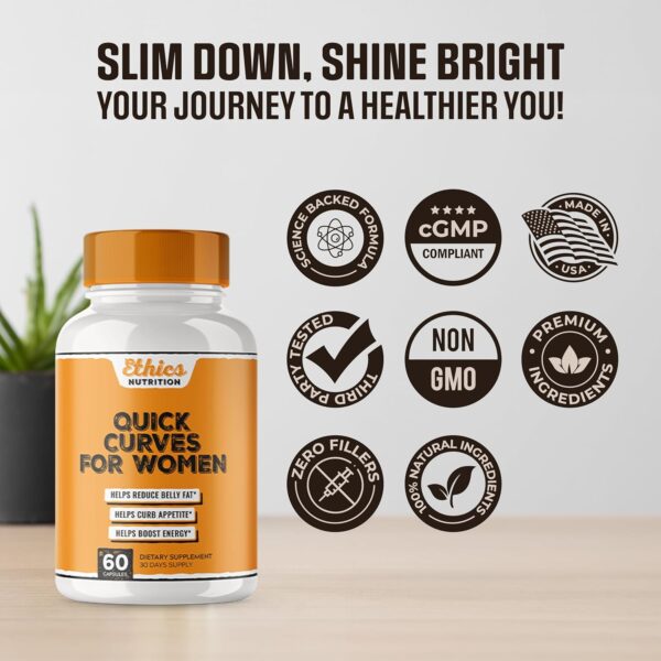 81wgnXeccQL._AC_SL1500_.jpg Quick Curves - Fat Burner Weight Loss Pills for Women | Appetite Suppressant, Best Fat Burner Metabolism Booster | Slimming Belly Fat Burner Diet Pills That Work Fast, Extra Strength - 60 Capsules