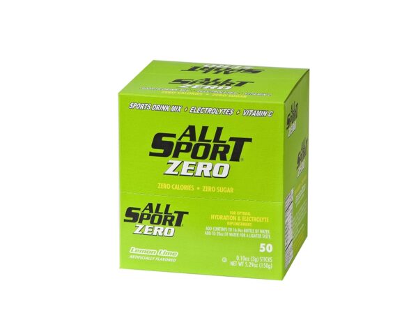 All Sport Powder Hydration Sticks | Zero Calorie | Performance Electrolyte Drink Mix | Sugar Free | 2x Potassium | Lemon Lime | 0.1 Ounce (Pack of 50)