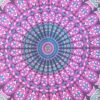 Indian Craft Castle 24" Pink Peacock Mandala Barmeri Large Floor Pillow Cover Cushion Meditation Seating Ottoman Throw Cover Hippie Decorative Zipped Bohemian Pouf Ottoman Pom Pom Cases 24" Square