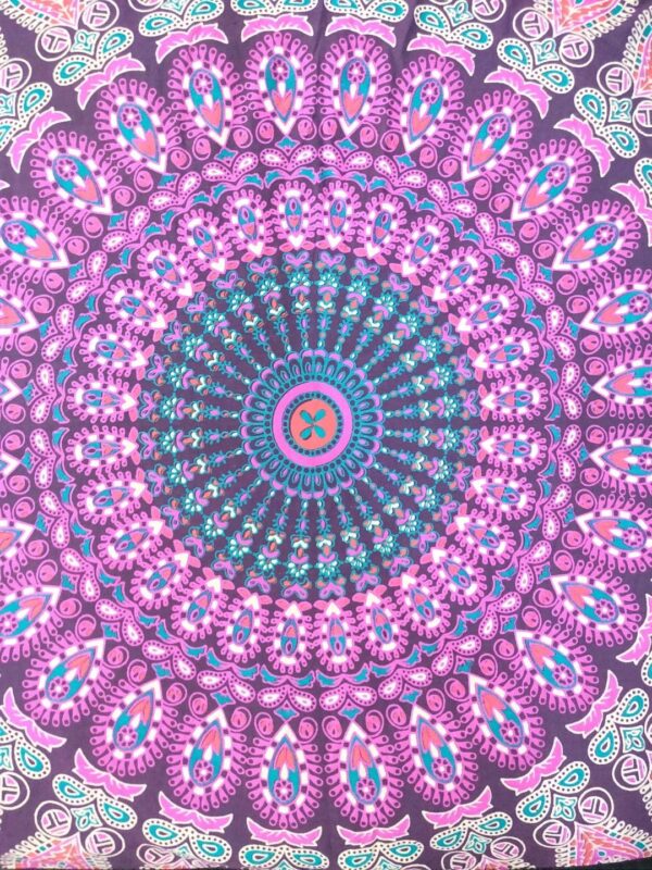 Indian Craft Castle 24" Pink Peacock Mandala Barmeri Large Floor Pillow Cover Cushion Meditation Seating Ottoman Throw Cover Hippie Decorative Zipped Bohemian Pouf Ottoman Pom Pom Cases 24" Square