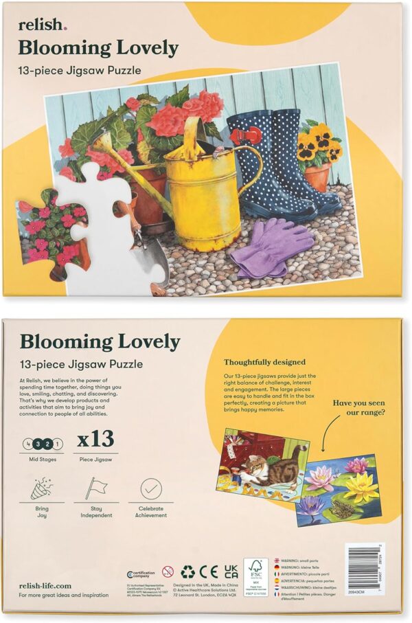 Relish Dementia Puzzles for Adults, 13 Piece Blooming Lovely Jigsaw Puzzle, Alzheimerís Products and Activities