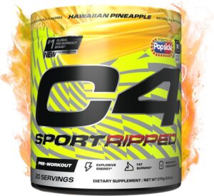 Cellucor C4 Ripped Sport Pre Workout Powder - NSF Certified for Sport - 200mg Caffeine + Cayenne Extract + Carnitine Tartrate + Beta-Alanine - Hawaiian Pineapple, 20 Servings