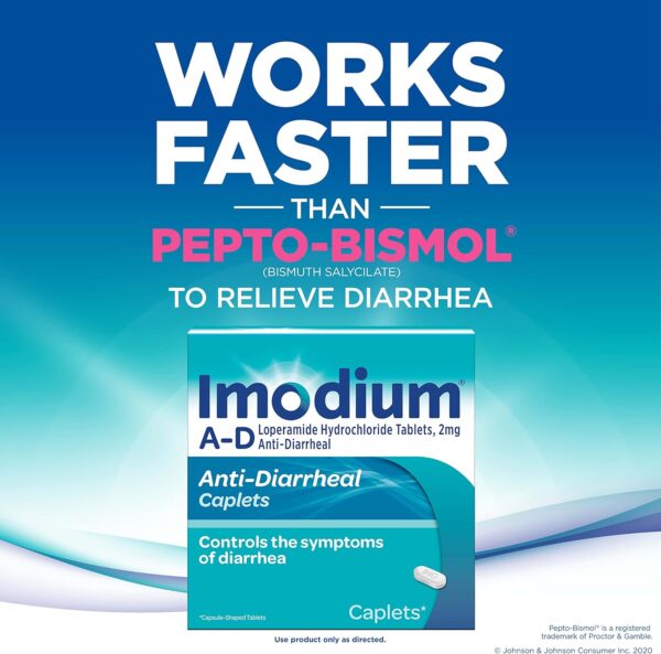 Imodium A-D Diarrhea Relief Caplets with Loperamide Hydrochloride, Anti-Diarrheal Medicine to Help Control Symptoms of Diarrhea Due to Acute, Active & Traveler's Diarrhea, 24 ct.