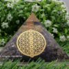 Large Orgone Pyramid | Amethyst Pyramid Crystal | Chakra Flower of Life Orgonite Pyramid | Organ Pyramids Positive Energy Healing