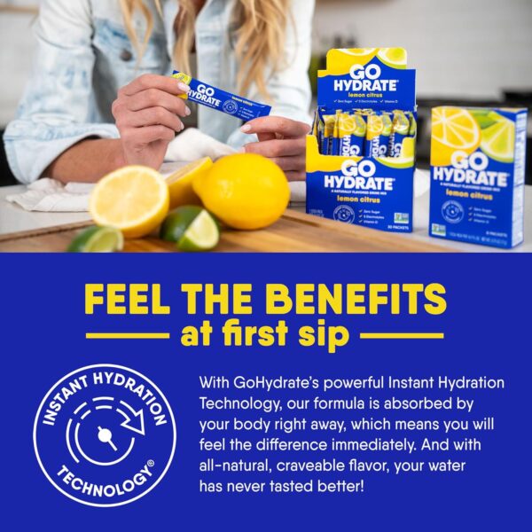 GoHydrate Instant Hydration Powder Packets - Low Sodium Electrolytes Drink Mix - Natural Hydration Support, Sugar Free Electrolyte Flavored Powder Drink with Vitamin D, 10 Packs, Mixed