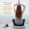 Mindful & Modern Large Meditation Cushion | Zafu Yoga Bolster Meditation Floor Pillow Seat | Buckwheat Hull Filled Crescent Shaped Cushion with Removable Washable Cover + Carry Handle
