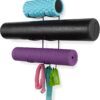Wallniture Guru Wall Mount Yoga Mat Foam Roller and Towel Rack with 3 Hooks for Hanging Yoga Strap and Resistance Bands, 3-Sectional Metal