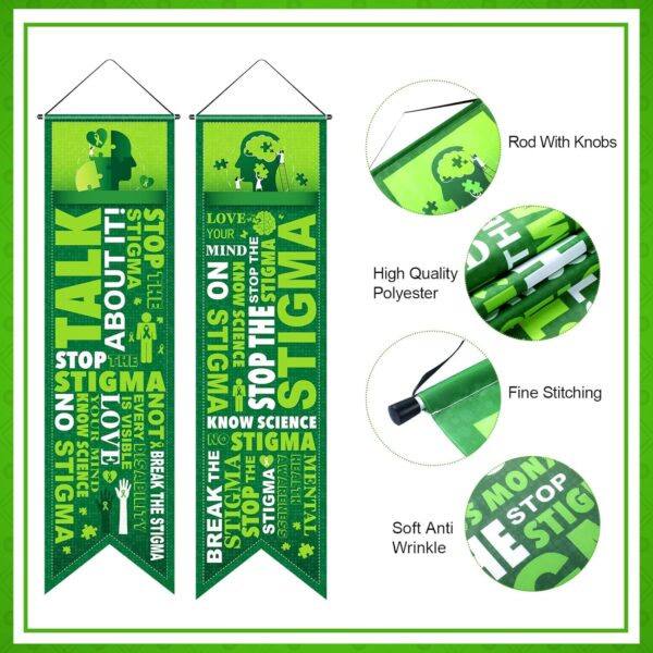 Blulu 2 Pcs Classroom Decorations Motivational Porch Sign inspirational Door Banner Decor for Indoor Outdoor Wall School Office Supplies(Mental Health Awareness)