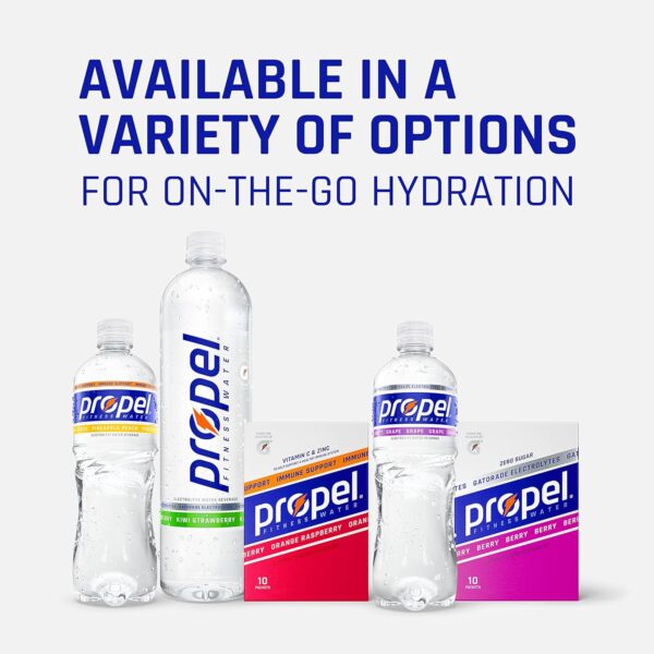 Propel Powder Packets 4 Flavor Variety Pack With Electrolytes, Vitamins and No Sugar 10 Count (Pack of 5) (Packaging May Vary)