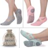 Ozaiic Yoga Socks for Women Non-Slip Grips & Straps, Ideal for Pilates, Pure Barre, Ballet, Dance, Barefoot Workout