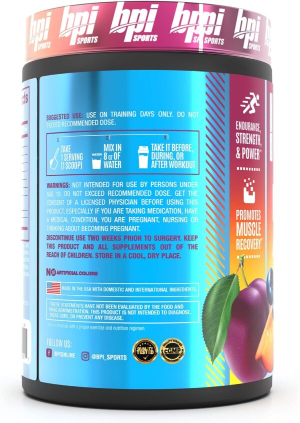 BPI Sports BCAA Powder - Best Aminos, Post Workout Recovery Drink with Glutamine, Branched Chain BCAAs Amino Acids, Hydration & Recovery, 25 Servings, Plumberry Flavor