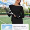 Loovoo Women's Long Sleeve Running Shirts Workout Tops UPF 50+ Sun Shirt Quick Dry Athletic T-Shirts with Watching Window