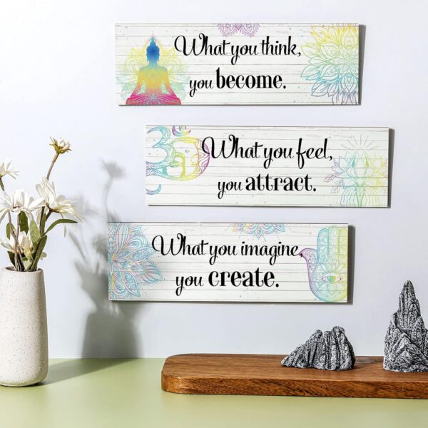 Yerliker 3 Buddha Decor Buddha Wall Art Meditation Room Chakra Decor for Bedroom Zen Quotes Wall Decoration Spiritual Gift Wall Hanging Buddhism Spa Room Decor Yoga Wall Art for Women(White)