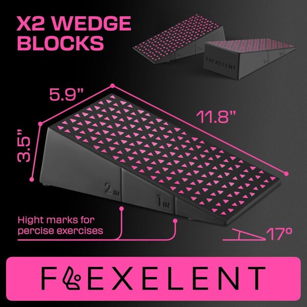 Squat Wedge Block Pair, Squat Ramp, Calf Raise Block, Anti-Slip Slant Board for Squats, ATG Equipment to Boost Workout, 17° Incline, 3.5x5.9x12.2, Backpack Included