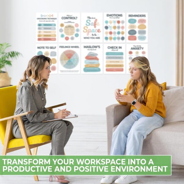 12 Pcs Mental Health Posters, Therapy Office Decor, Counseling Office Must Haves, School Counselor Supplies, Mental Health Gifts, Inspirational Posters Positive Quotes Wall Decor Classroom for Home