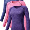 NELEUS Women's 3 Pack Compression Shirts Long Sleeve Yoga Athletic Running T Shirt