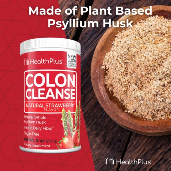 Health Plus Colon Cleanse Digestive Support | Natural Sweetener without Artificial Flavors | Daily Fiber for Toxin Elimination To Reduce Bloating | Strawberry Flavor | 9 Ounces, 36 Servings