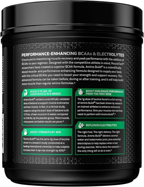 BCAA Amino Acids + Electrolyte Powder, MuscleTech Amino Build, 7g of BCAAs + Electrolytes, Support Muscle Recovery, Build Lean Muscle & Boost Endurance, Tropical Twist (40 Servings)