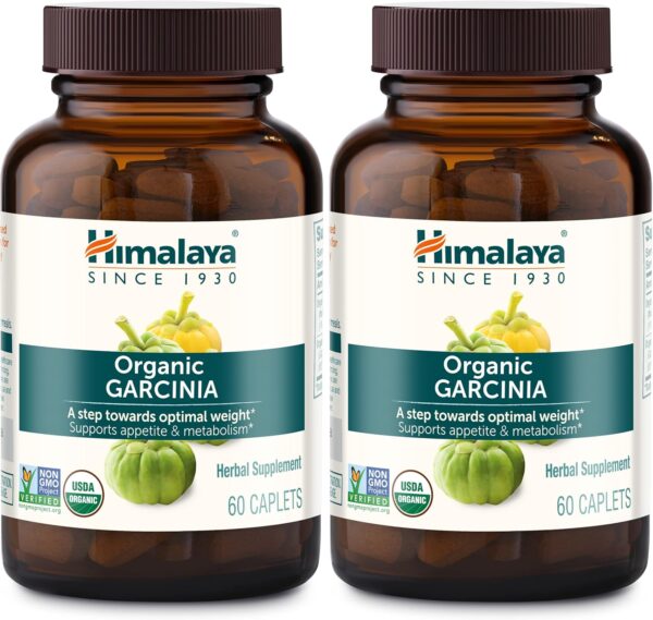 Himalaya Organic Garcinia Cambogia Herbal Supplement, Appetite Control, Lipid Metabolism, Weight Support, USDA Organic, Non-GMO, Vegan, 600 mg, 60 Plant-Based Caplets, 2 Pack