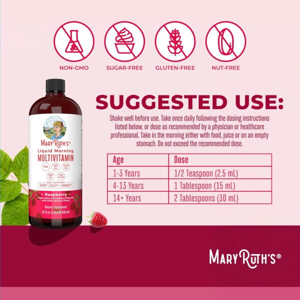 MaryRuth Organics Multivitamin for Women Men & Kids | Vegan, Sugar Free | Womens Multivitamin & Multimineral | Beauty & Energy Women's Multivitamin | Non-GMO | 32 Fl Oz