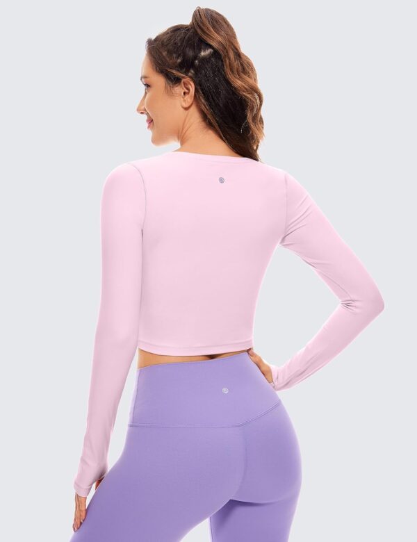 CRZ YOGA Butterluxe Long Sleeve Crop Tops for Women Slim Fit Workout Shirts Cropped Athletic Gym T-Shirts