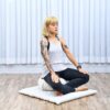 Leewadee Meditation Cushion Set – 1 Round Zafu Meditation Pillow and 1 Square Roll-Up Zabuton Meditation Mat, Pillows Bundle Filled with Kapok