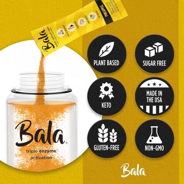 BALA Enzyme Hydration & Sugar-Free Electrolyte Drink Mix Powder - may contributes to overall wellness - Pineapple 0.25oz (10 Count)