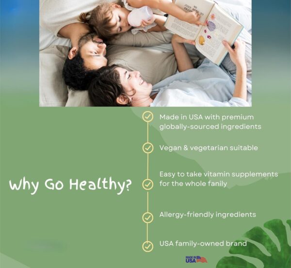 Go Healthy Liquid Multivitamin for Women, Men, Teens, 50 Plus – Vegan Vitamin & Mineral Supplement, Adult Energy & Immune Support, Easy-to-Absorb, Delicious Fruit Flavor – 32 Servings