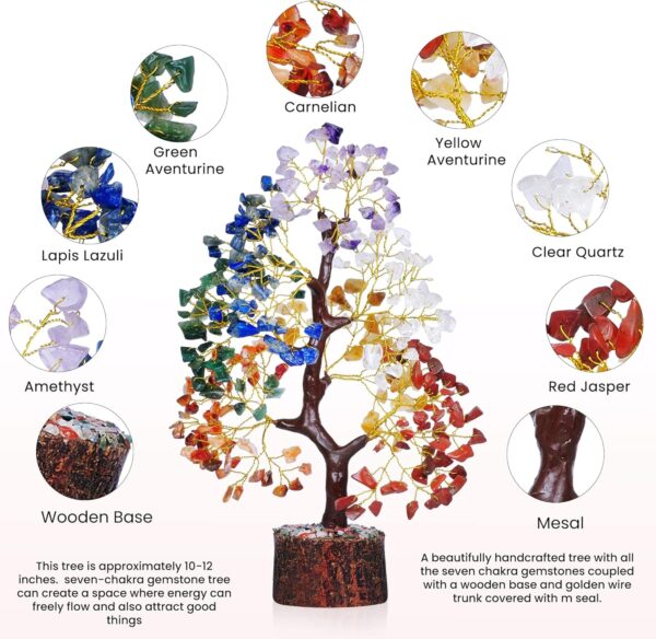 YATSKIA 7 Chakra Tree of Life, Crystals and Healing Stones, Birthday Gifts for Women - Crystal Tree for Positive Energy, Office Decor, Gifts for Women, Mom Birthday Gifts for Women
