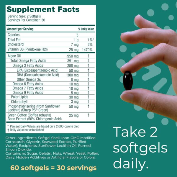 iwi life Brain Omega-3, 180 Softgels (90 Servings), Vegan Plant-Based Algae Omega-3 with EPA + DHA, Focus, Memory and Mood Support Dietary Supplement, Krill & Fish Oil Alternative, No Fishy Aftertaste