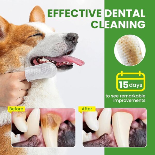 Pet Teeth Cleaning Wipes for Dogs & Cats, Pet Dental Finger Wipes for Dogs, No-Rinse Dog Toothbrush Toothpaste to Reduce Plaque & Tartar, Disposable Dog Tooth Brushing Kit - Mint Flavor - 50 Count