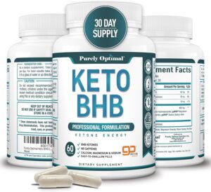 Purely Optimal Keto BHB Exogenous Ketones Supplement - Keto Diet Pills for Ketosis, Energy, Focus, Metabolism - for Women and Men (60 Capsules)