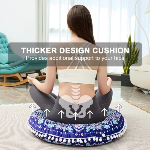 32 in Meditation Floor Cushion, Round Large Floor Pillow for Adult, Yoga Pillows for Sitting on Floor, Madala, Memory Foam Filling