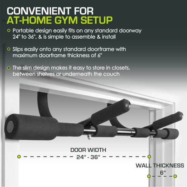 ProsourceFit Wall-Mounted Pull-Up / Chin-Up Bar, Heavy Duty 300 lb. Capacity, Black