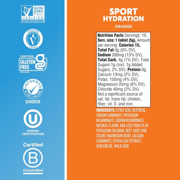 Nuun Sport: Electrolyte Drink Tablets, Orange, 10 Count (Pack of 4)