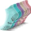 Hstyle 6 Pairs of Yoga Socks with Grips for Women and Men,Ideal for Ballet,Barefoot Workout,Pilates Grip Socks Non Slip Socks