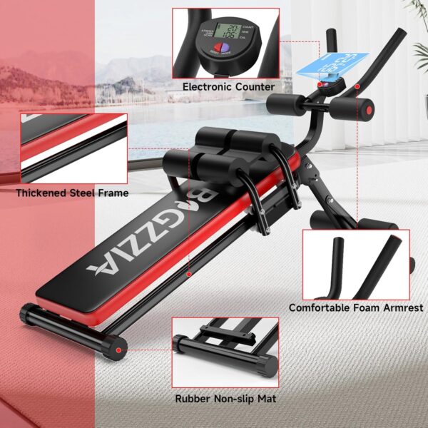 Bigzzia Ab Machine, Ab Workout Equipment Machine for Stomach Workout Foldable Abdominal Trainer for Home Gym Adjustable Ab Exercise Bench Crunch Machine for Core Abdomen