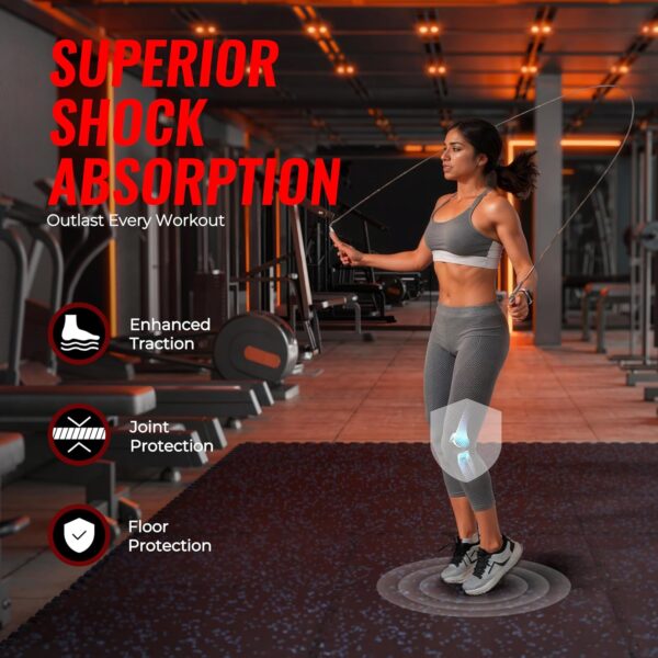 81ymNBisApL._AC_SL1500_.jpg SUPERJARE 0.79'' Extra-Thick Exercise Equipment Mats, 12 Pcs 48 Sq Ft Rubber Top Floor Tiles with High Density EVA Foam, Interlocking Gym Flooring for Home Gym, Workout Mat, Black/Blue